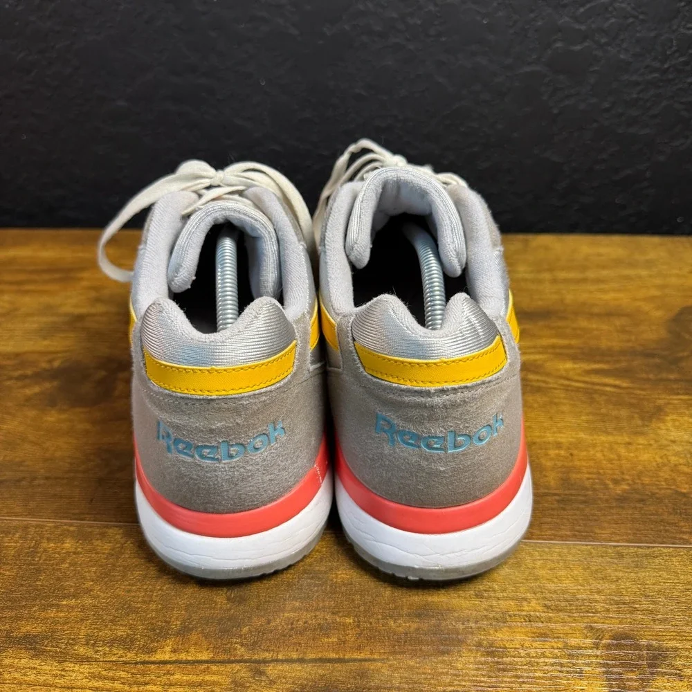 Reebok Bolton DV5646 Grey Yellow Teal Suede Mesh Sneakers Mens Size 11